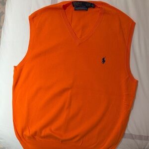 Polo by Ralph Lauren Men's V-Neck Sweater Vest in Orange